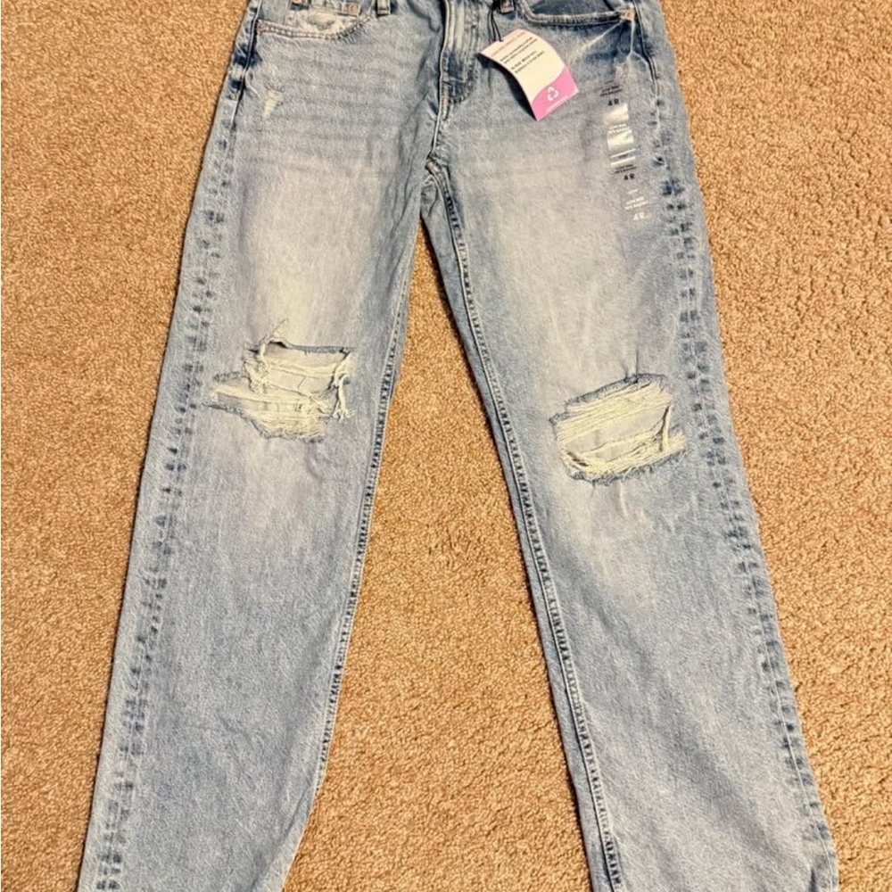 Aeropostale Light Blue Distressed Straight Leg Jeans